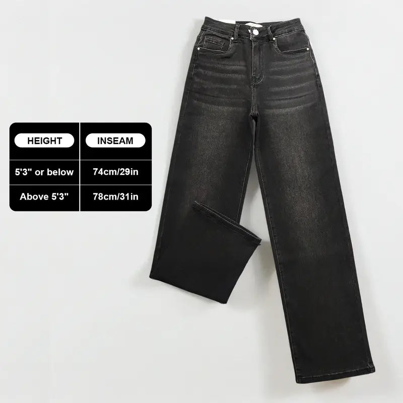 KatchMe Women's Trendy Denim High WaistMulti-Pocket Wide Leg Jeans,, Street StretchWomenswear, Baggy Jeans Outfit