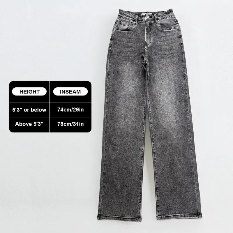 KatchMe Women's Trendy Denim High WaistMulti-Pocket Wide Leg Jeans,, Street StretchWomenswear, Baggy Jeans Outfit
