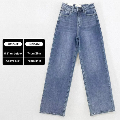 KatchMe Women's Trendy Denim High WaistMulti-Pocket Wide Leg Jeans,, Street StretchWomenswear, Baggy Jeans Outfit